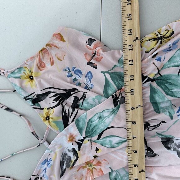 Bcbgeneration Jumpsuit Floral Pink Size S tie ankle Criss Cross Strappy Back - Picture 9 of 12